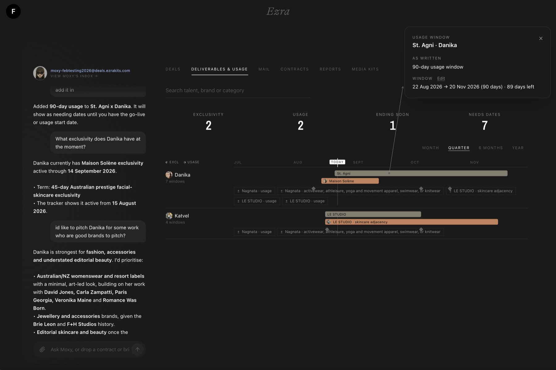 Usage timeline with a 90-day window open and counting down